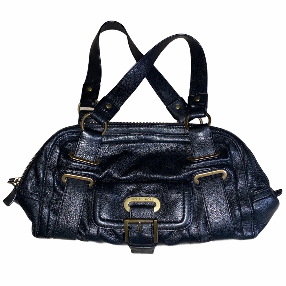 MICHAEL KORS Black Pebble Leather Satchel Purse - Picture 14 of 15